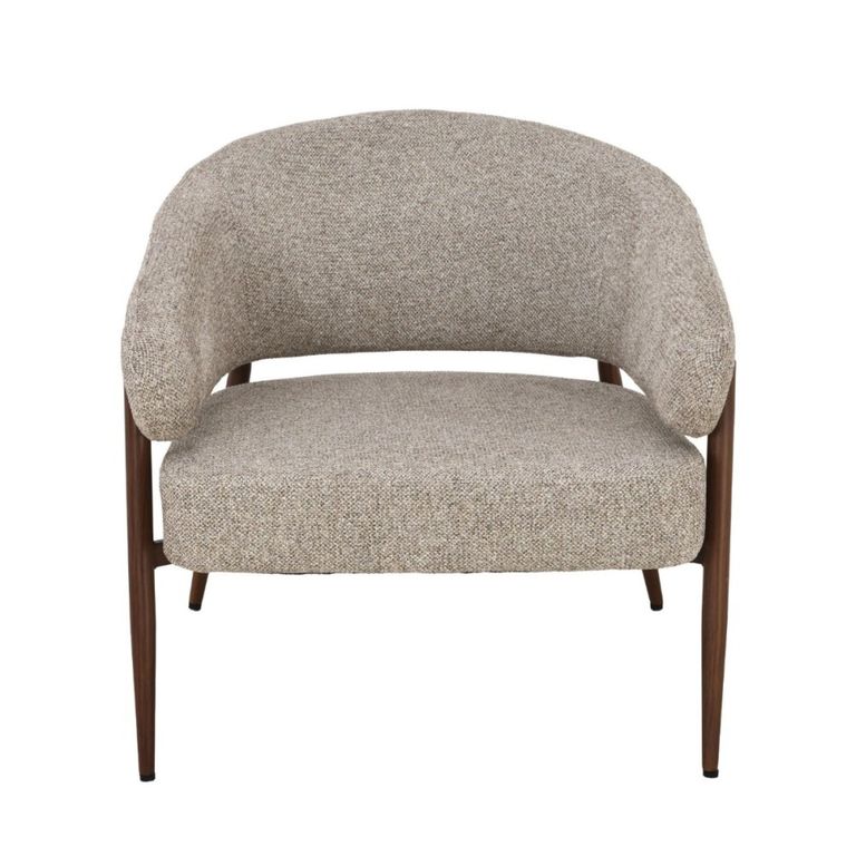 Dilan Armchair - Curved Back - Beige - Fabric and Hush Walnut