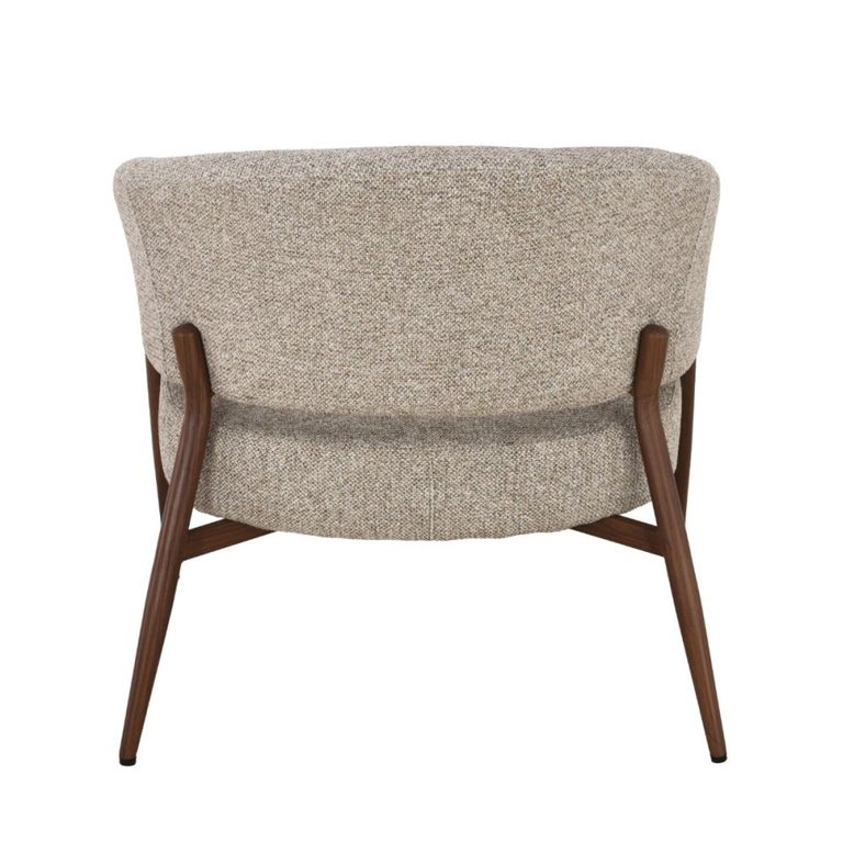 Dilan Armchair - Curved Back - Beige - Fabric and Hush Walnut