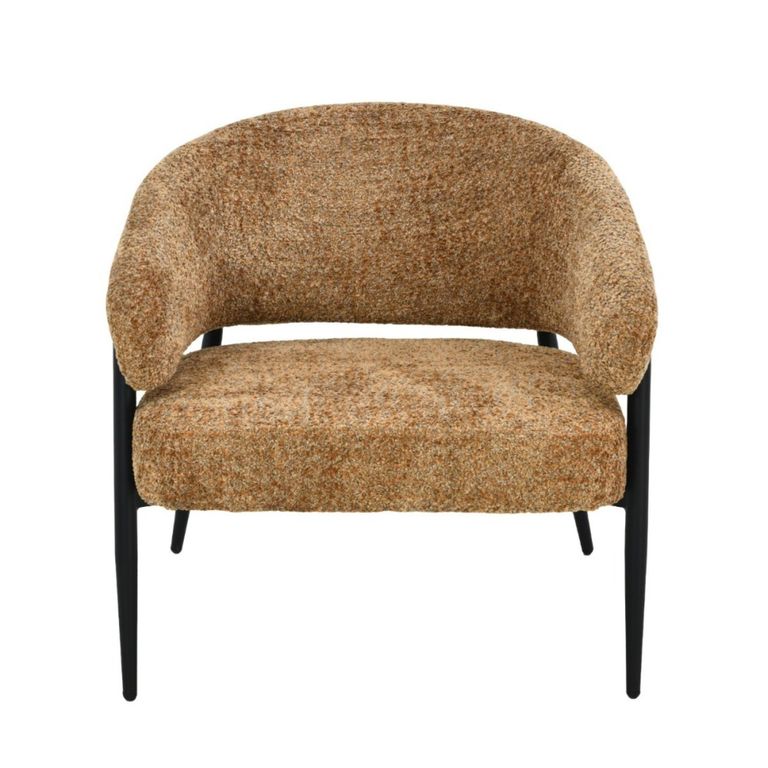 Dilan Armchair - Curved Back - Venga Cognac - Fabric and Metal