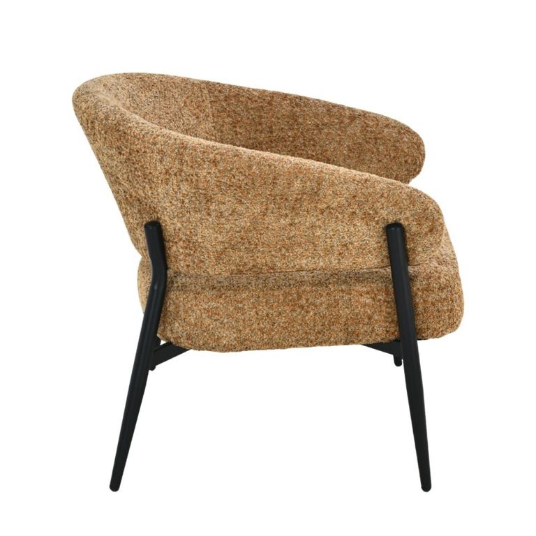 Dilan Armchair - Curved Back - Venga Cognac - Fabric and Metal
