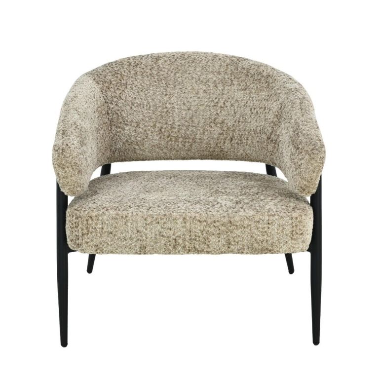 Dilan Armchair - Curved Back - Venga Liver - Fabric and Metal