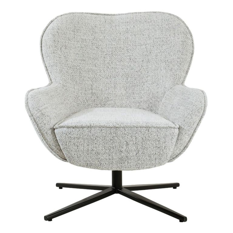 Sven Swivel Armchair - Wing Back - Bisque Oasis - Fabric and Metal