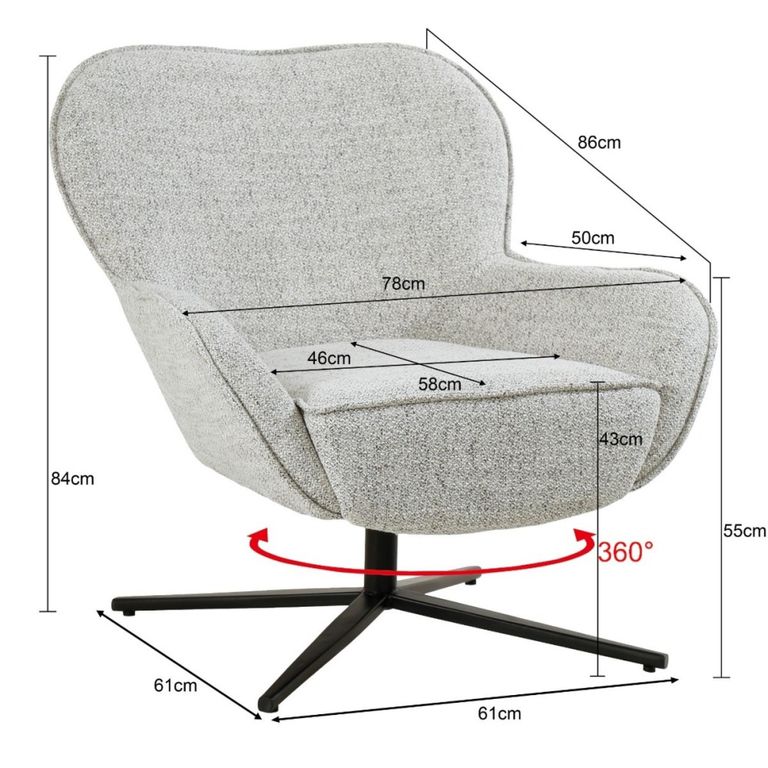 Sven Swivel Armchair - Wing Back - Bisque Oasis - Fabric and Metal
