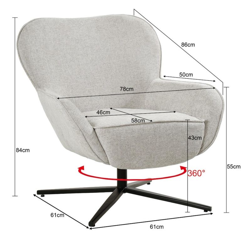 Sven Swivel Armchair - Wing Back - Toffee - Fabric and Metal