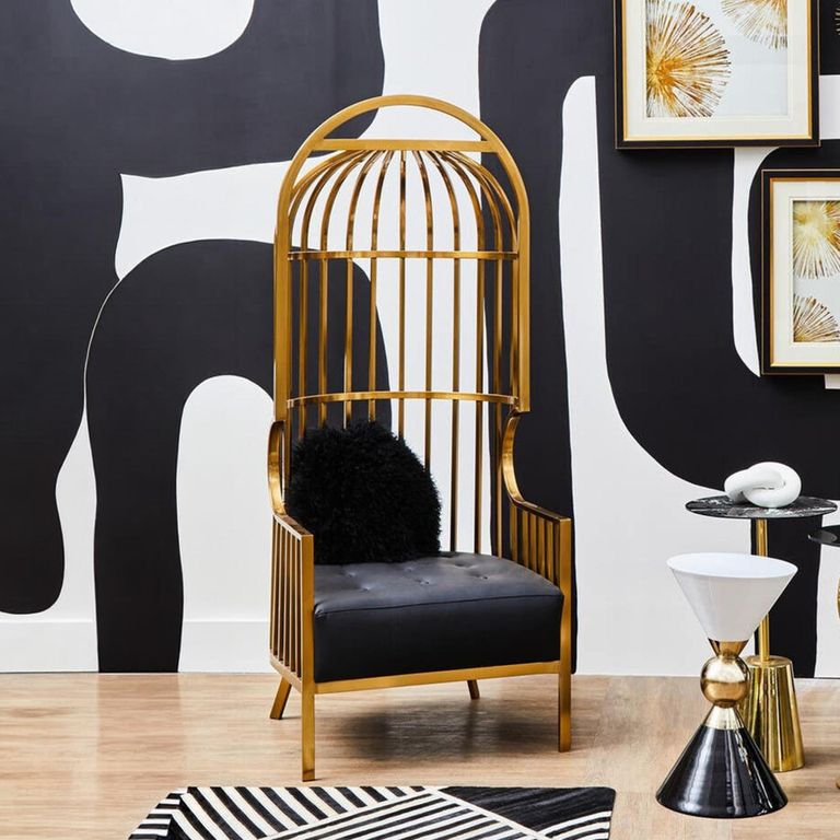 Eliza Chair - Brushed Gold Metal Frame with Dome Cage