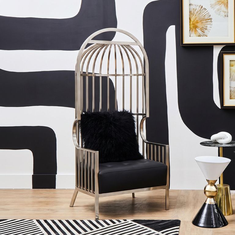 Eliza Chair - Brushed Silver Metal Frame with Dome Cage