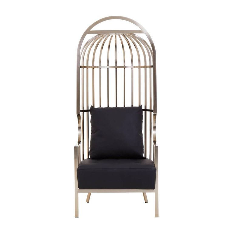 Eliza Chair - Brushed Silver Metal Frame with Dome Cage