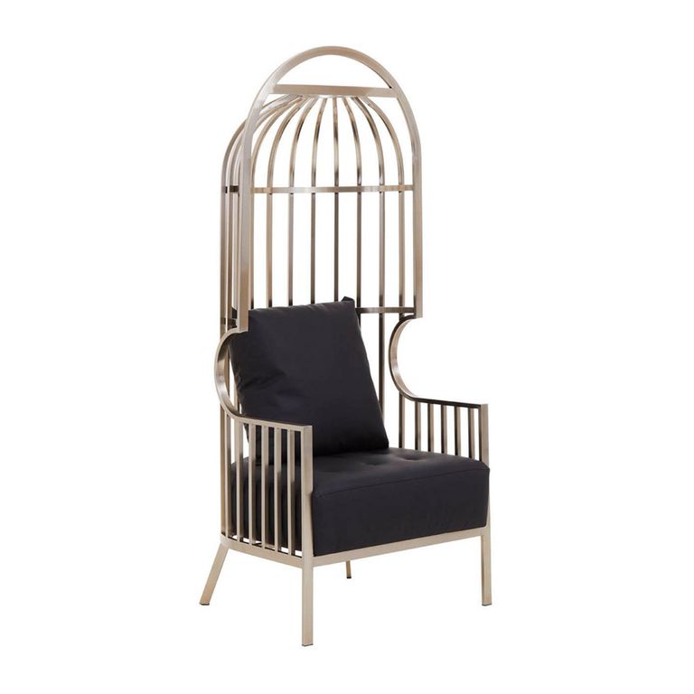Eliza Chair - Brushed Silver Metal Frame with Dome Cage