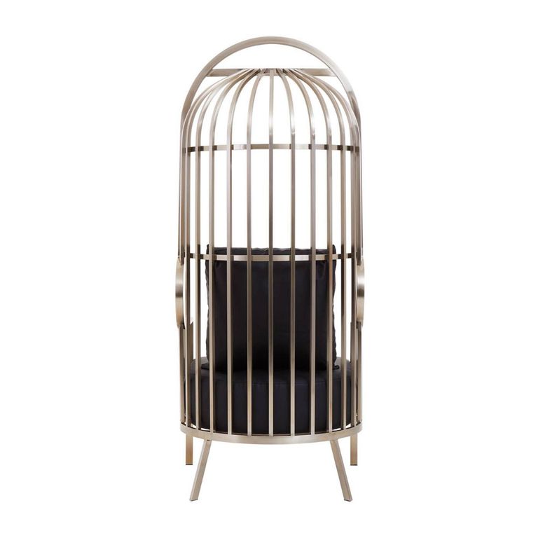 Eliza Chair - Brushed Silver Metal Frame with Dome Cage
