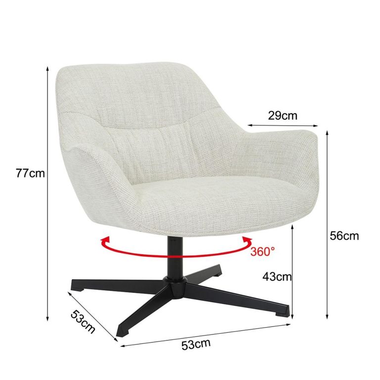 Daphne Swivel Armchair - Greige - Fabric and Metal