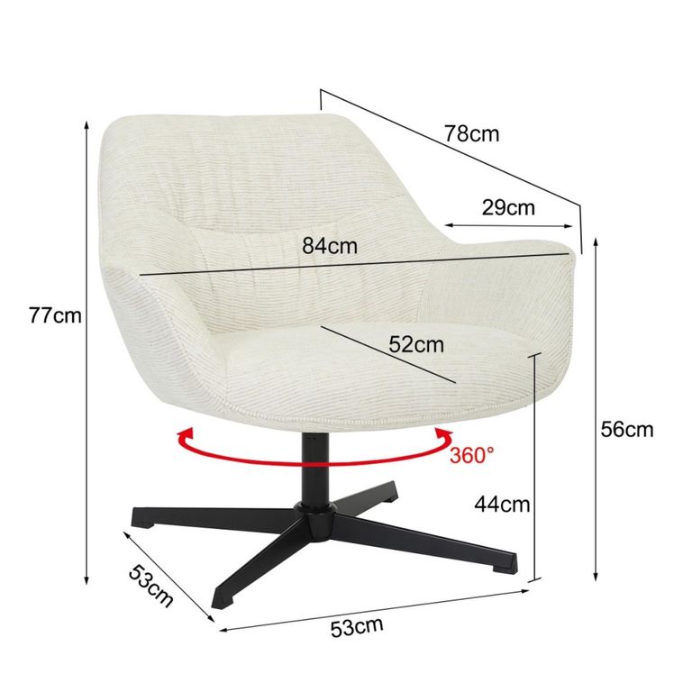Daphne Swivel Armchair - Sand - Fabric and Metal