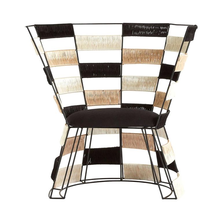 Fusion Accent Chair - Black and White Woven Bone Inlay