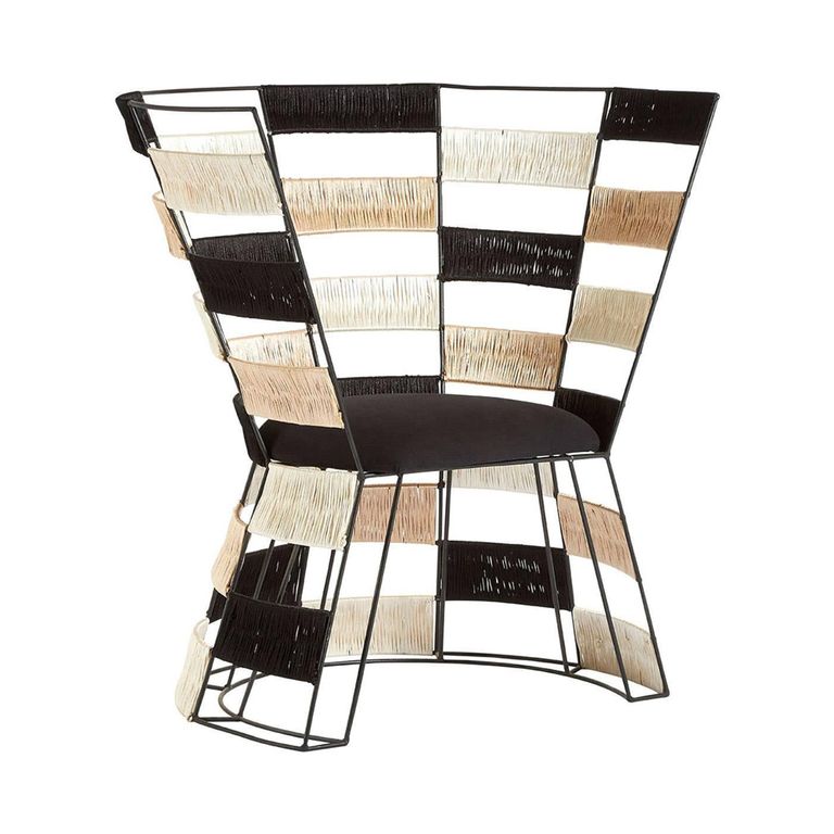 Fusion Accent Chair - Black and White Woven Bone Inlay