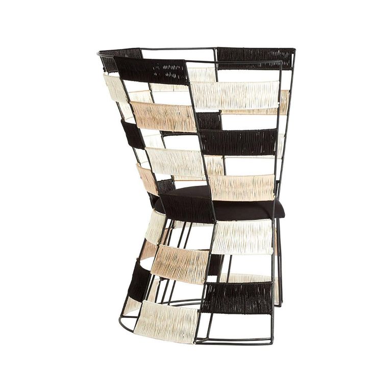 Fusion Accent Chair - Black and White Woven Bone Inlay