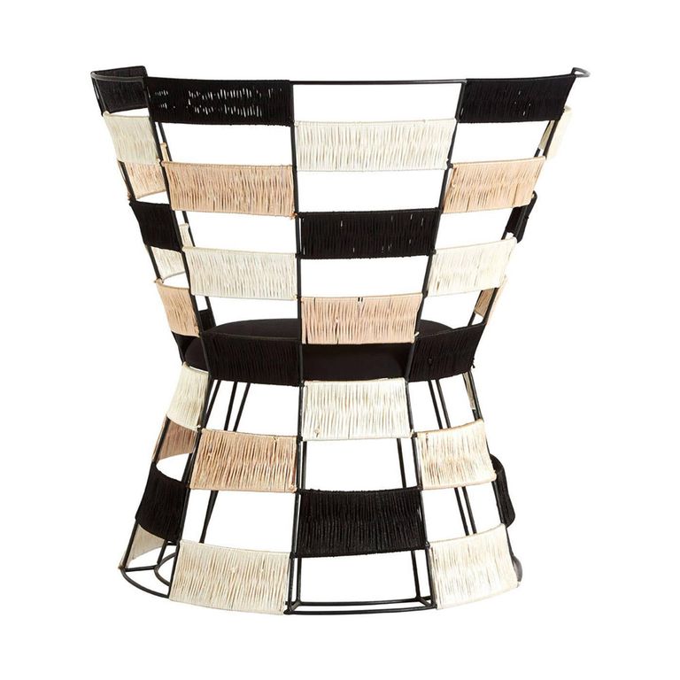 Fusion Accent Chair - Black and White Woven Bone Inlay
