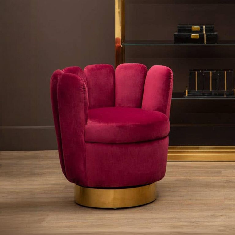 Beauly Accent Chair - Wine Velvet Fabric