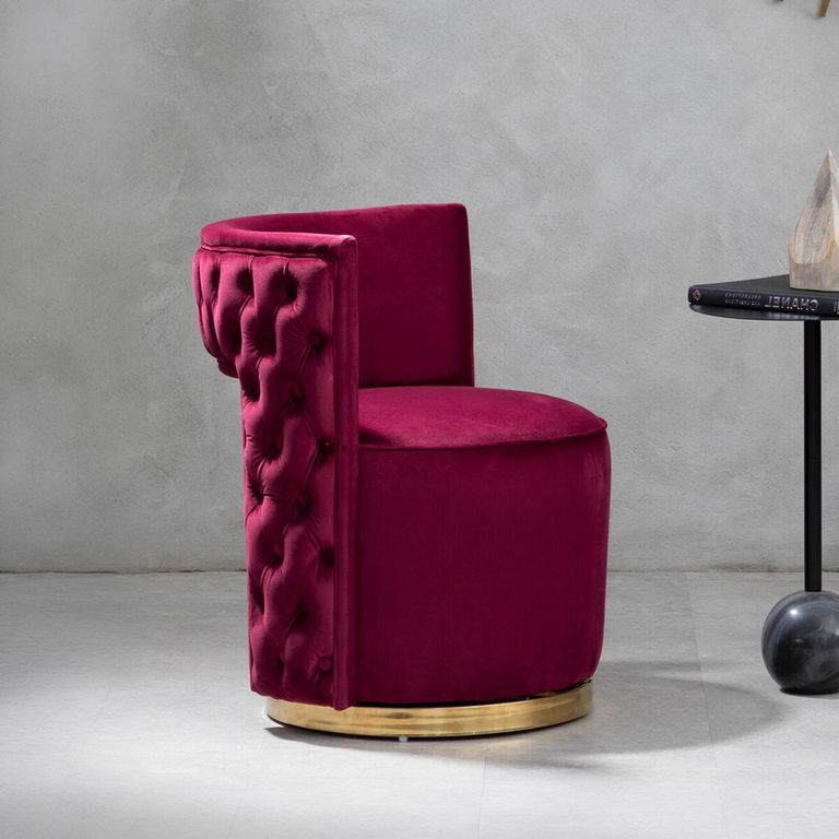 Bola Accent Chair - Wine Velvet Fabric