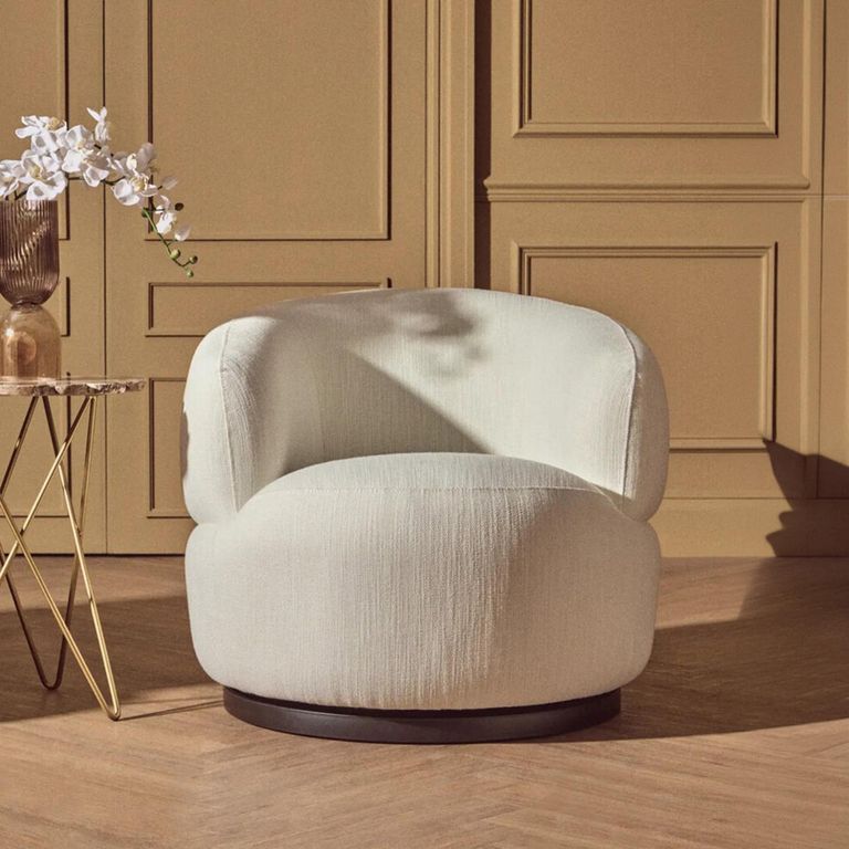 Bordo Swivel Chair - Curved - Cream Fabric