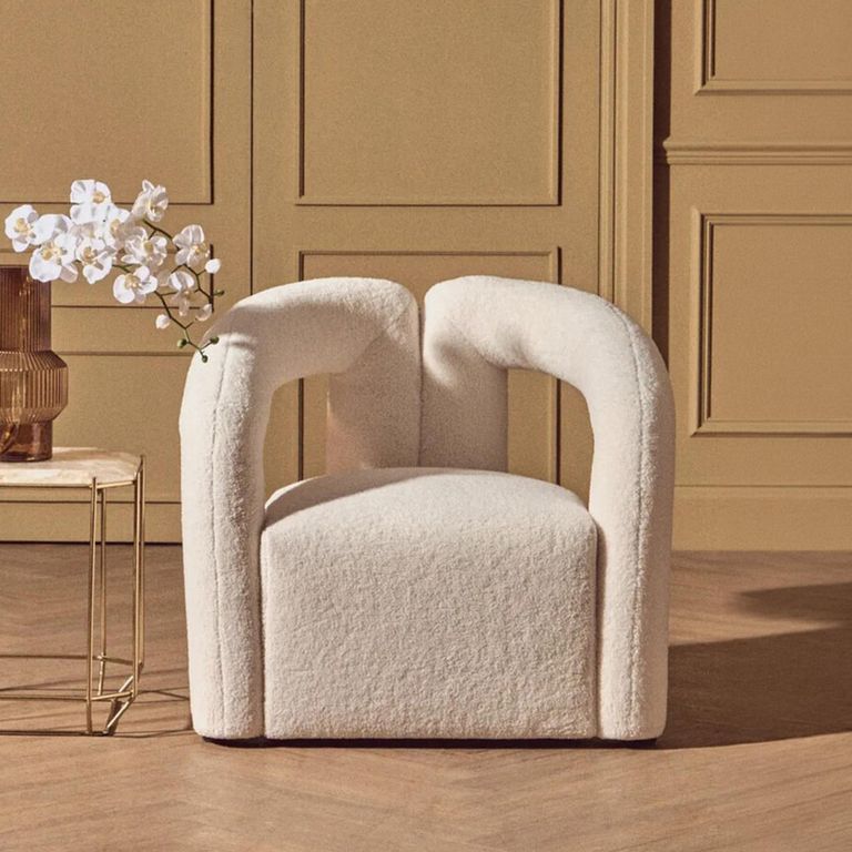 Davina Chair - Ivory Boucle Fabric - Statement