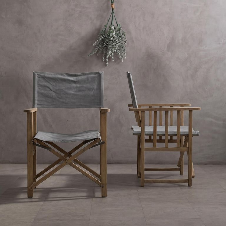 Hugh Chair - Grey Linen Fabric with American Oak