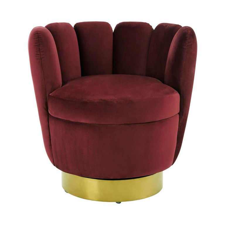 Beauly Accent Chair - Wine Velvet Fabric