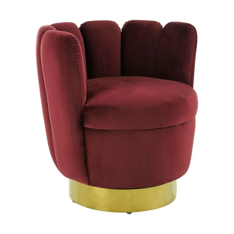 Beauly Accent Chair - Wine Velvet Fabric