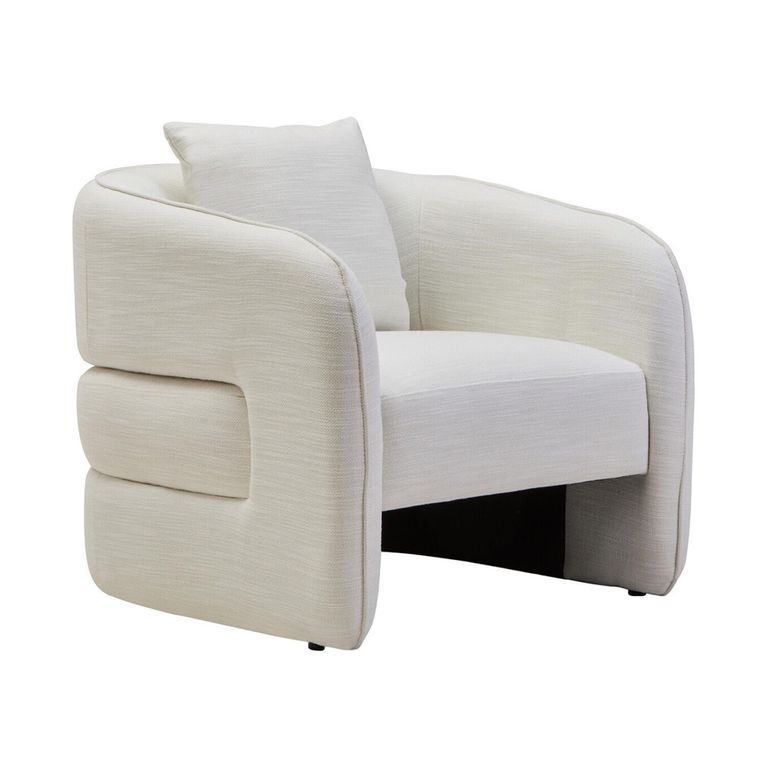 Bilani Chair - Curved - Cream Linen Fabric