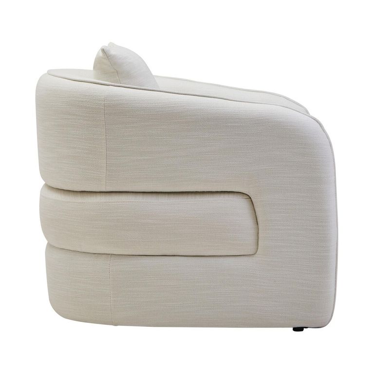 Bilani Chair - Curved - Cream Linen Fabric