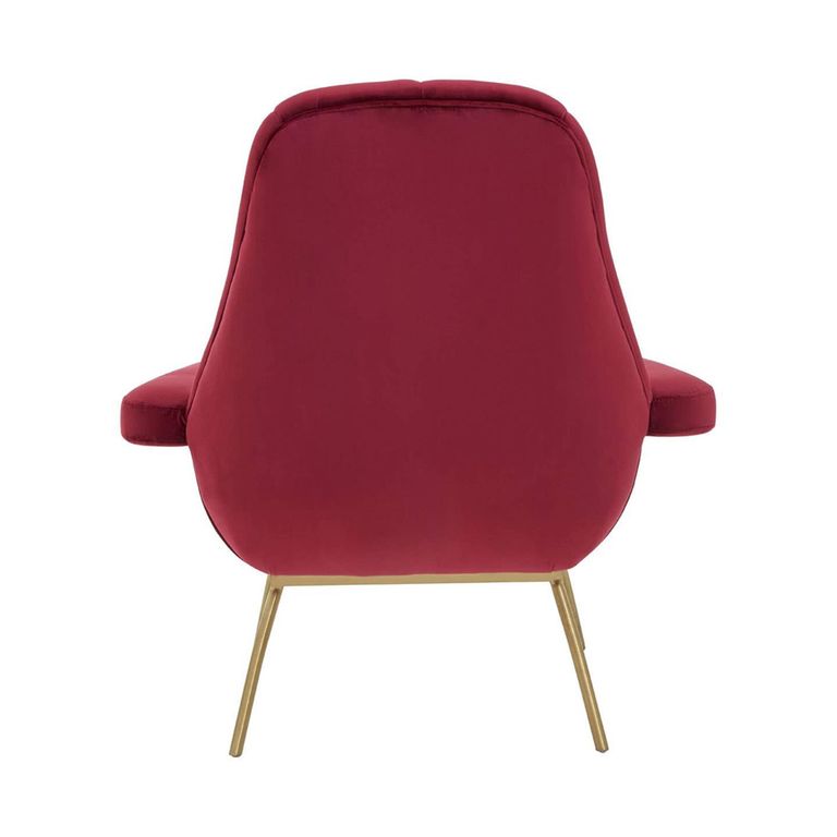Billi Lounge Chair - Wine Velvet Fabric with Gold Legs