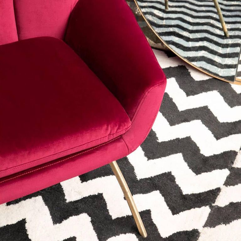 Billi Lounge Chair - Wine Velvet Fabric with Gold Legs