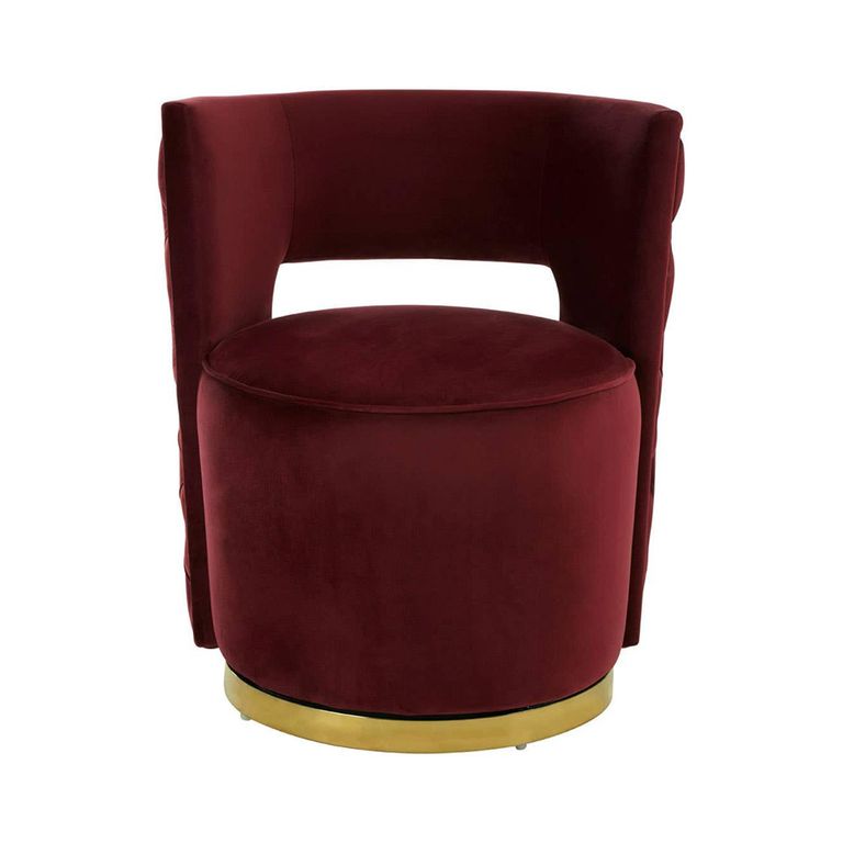 Bola Accent Chair - Wine Velvet Fabric