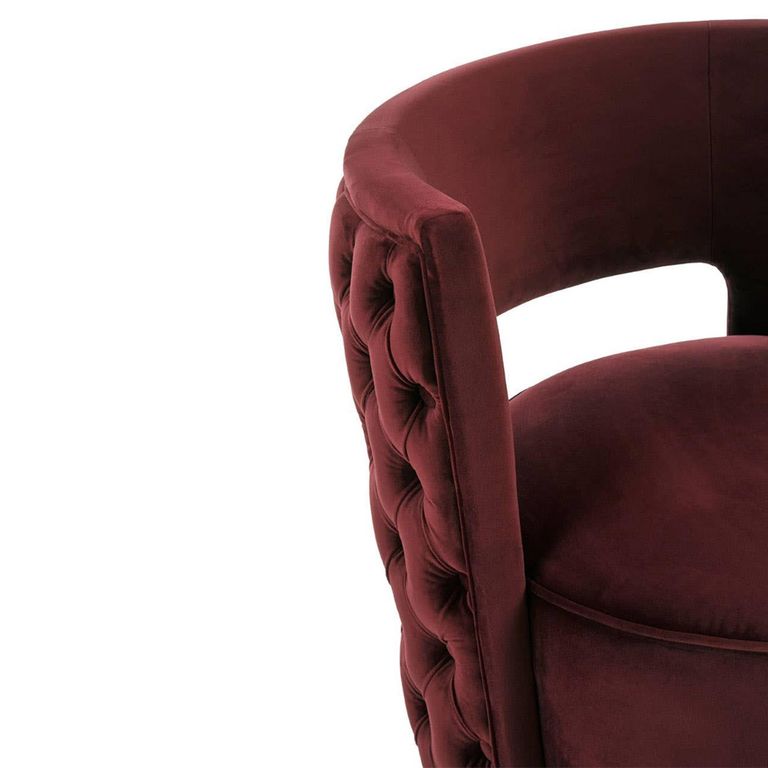 Bola Accent Chair - Wine Velvet Fabric