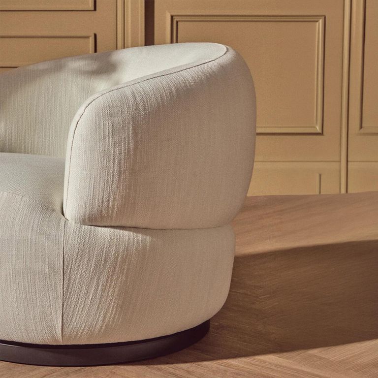 Bordo Swivel Chair - Curved - Cream Fabric