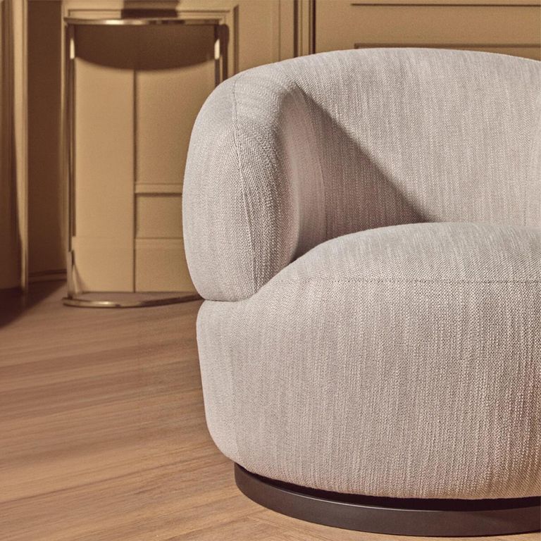 Bordo Swivel Chair - Curved - Grey Fabric
