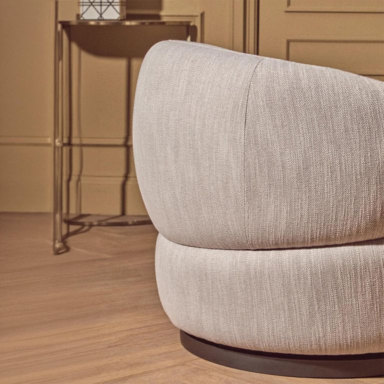 Bordo Swivel Chair - Curved - Grey Fabric