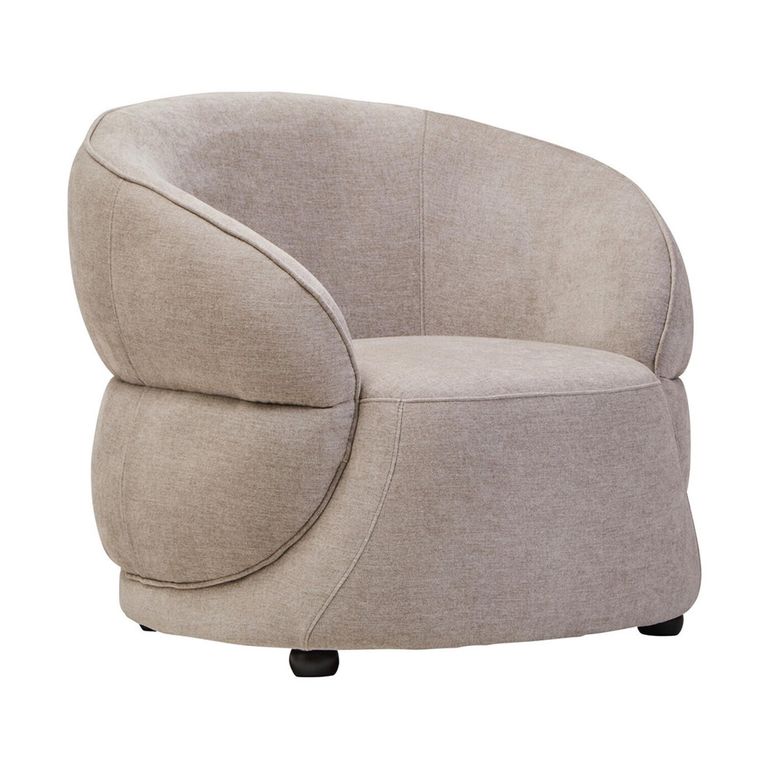 Daphne Chair - Curved - Taupe Chenille Fabric