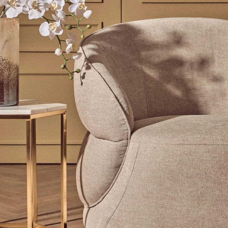 Daphne Chair - Curved - Taupe Chenille Fabric