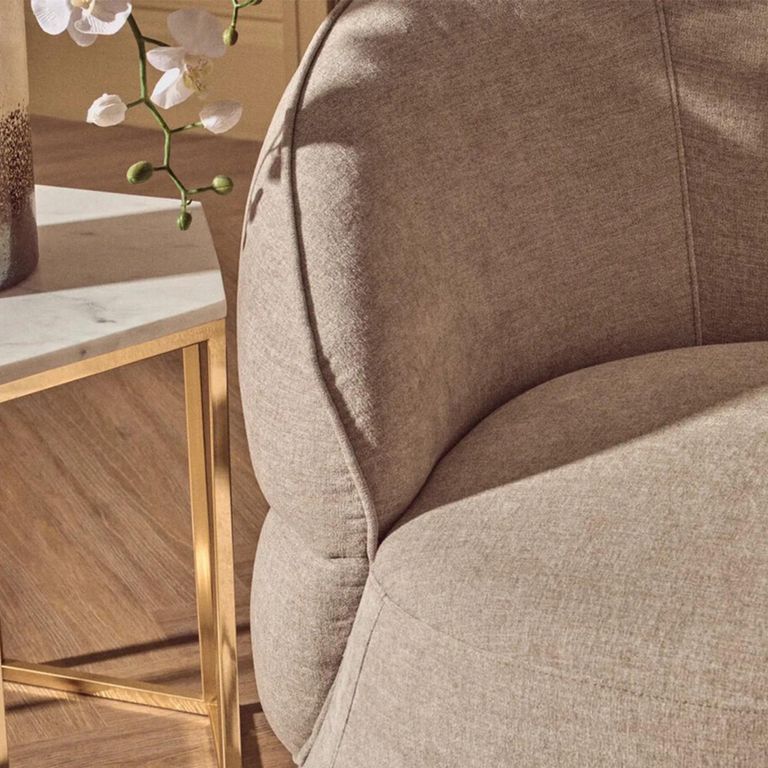 Daphne Chair - Curved - Taupe Chenille Fabric