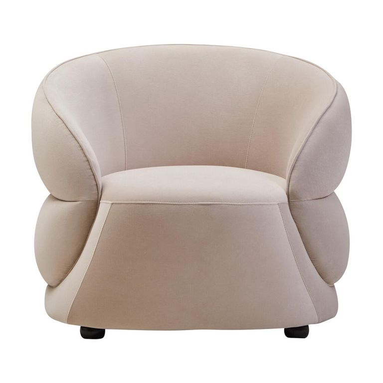 Darla Chair - Curved - Stone Velvet Fabric