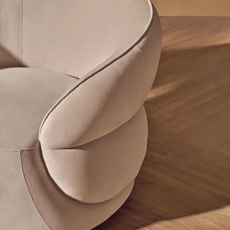 Darla Chair - Curved - Stone Velvet Fabric
