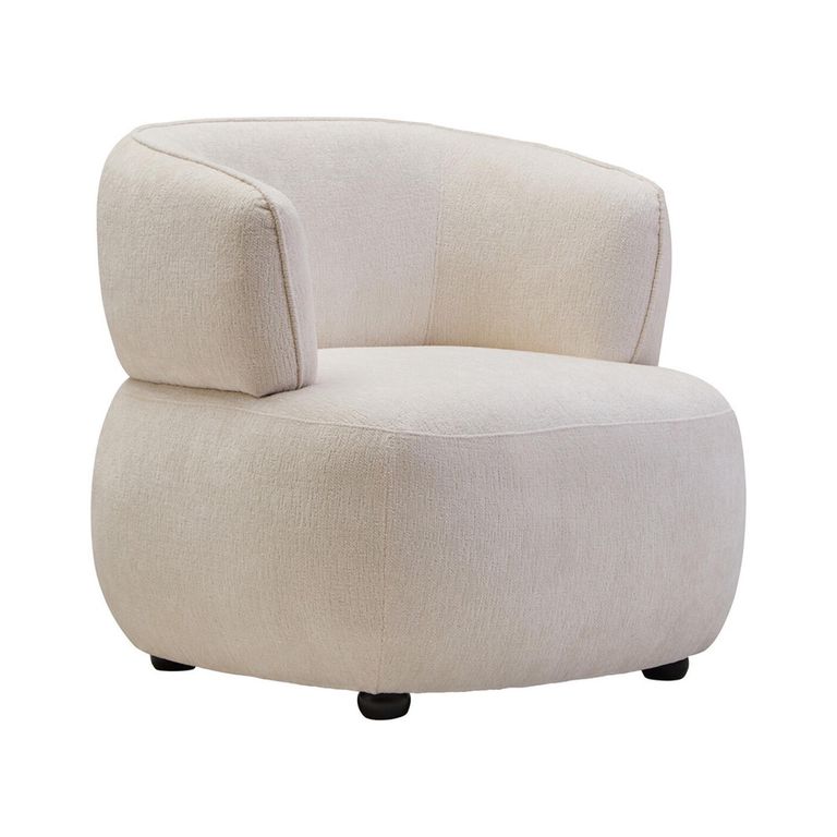 Dasha Chair - Curved - Ivory Chenille Fabric