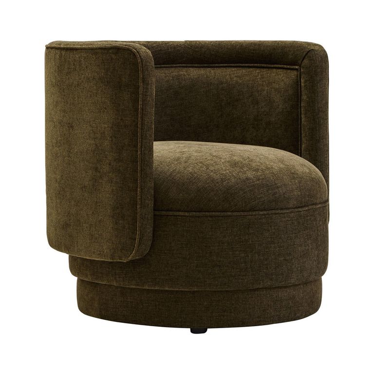 Drake Accent Chair - Curved - Forest Green Chenille Fabric