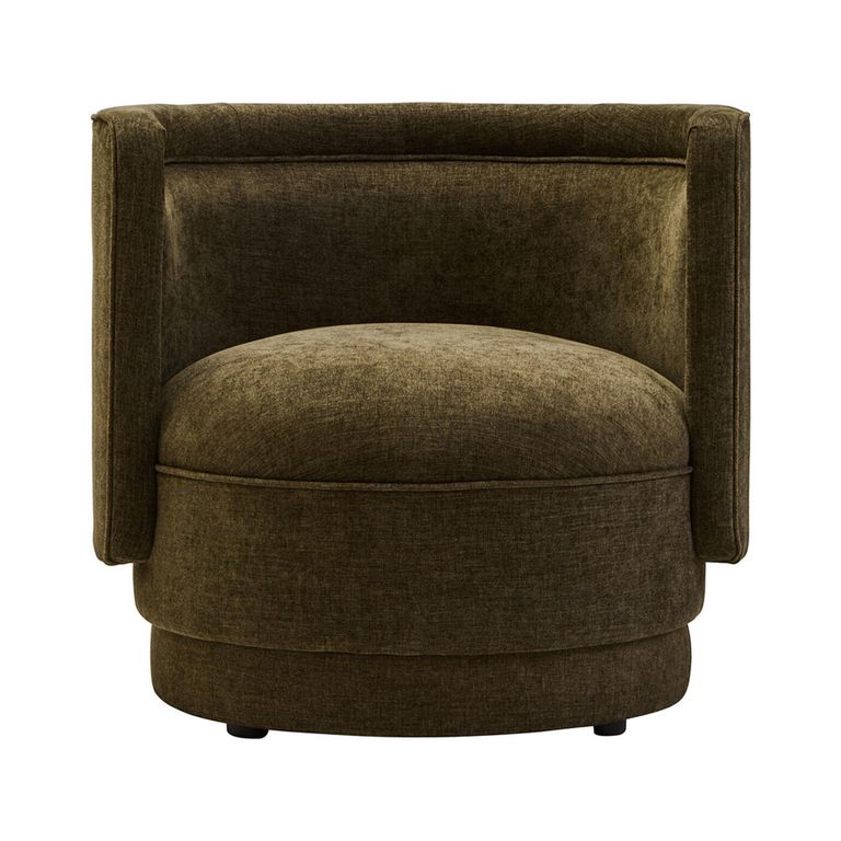 Drake Accent Chair - Curved - Forest Green Chenille Fabric