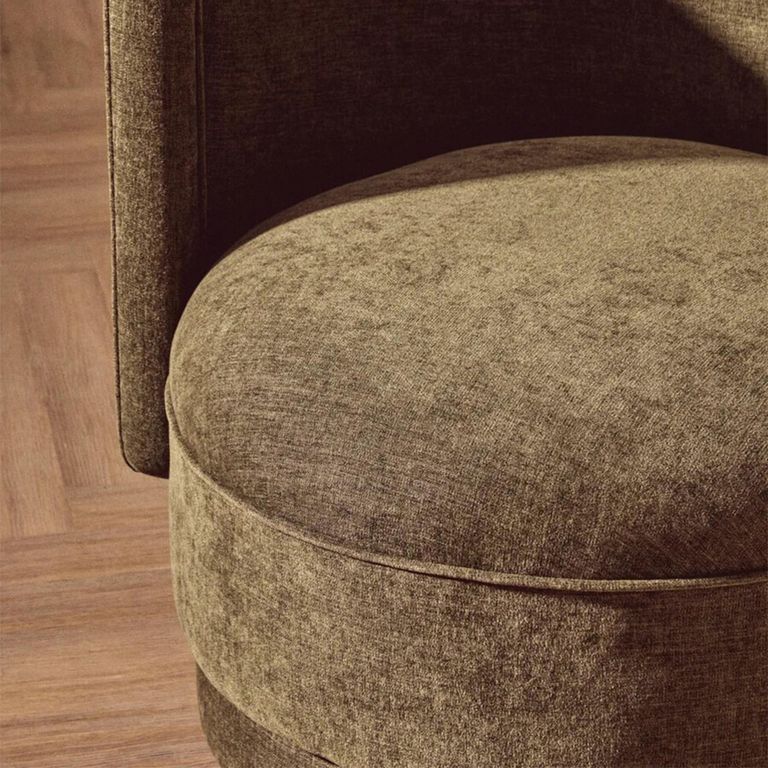 Drake Accent Chair - Curved - Forest Green Chenille Fabric