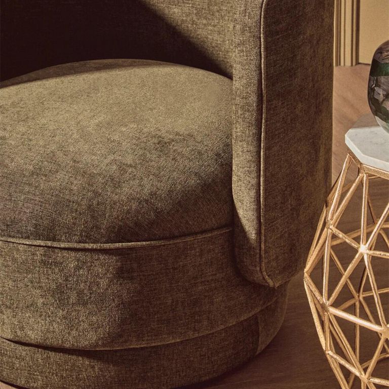 Drake Accent Chair - Curved - Forest Green Chenille Fabric