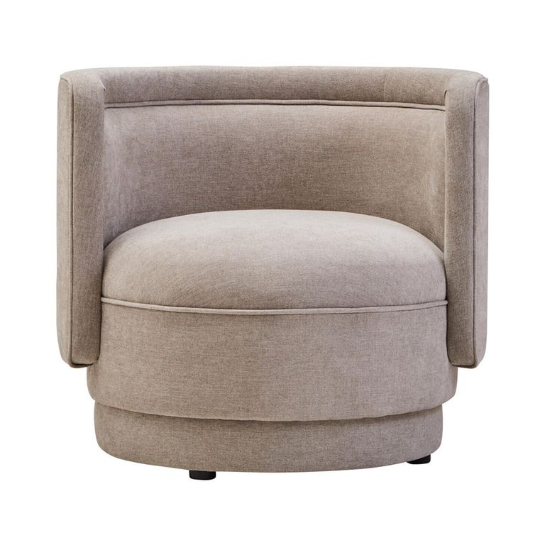 Drake Accent Chair - Curved - Taupe Chenille Fabric