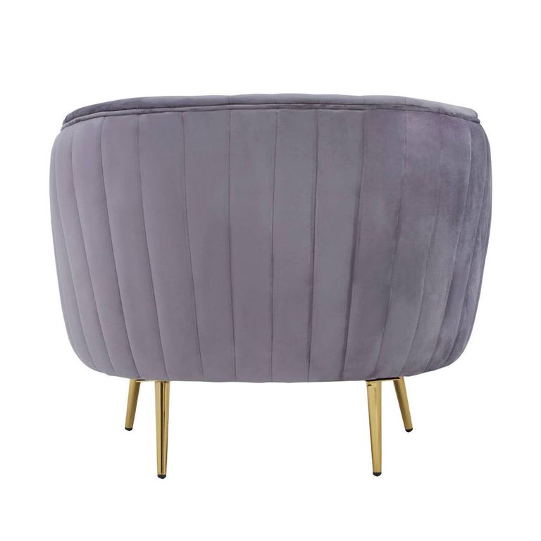 Florina Accent Chair - Grey Velvet Fabric with Gold Legs