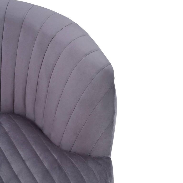 Florina Accent Chair - Grey Velvet Fabric with Gold Legs