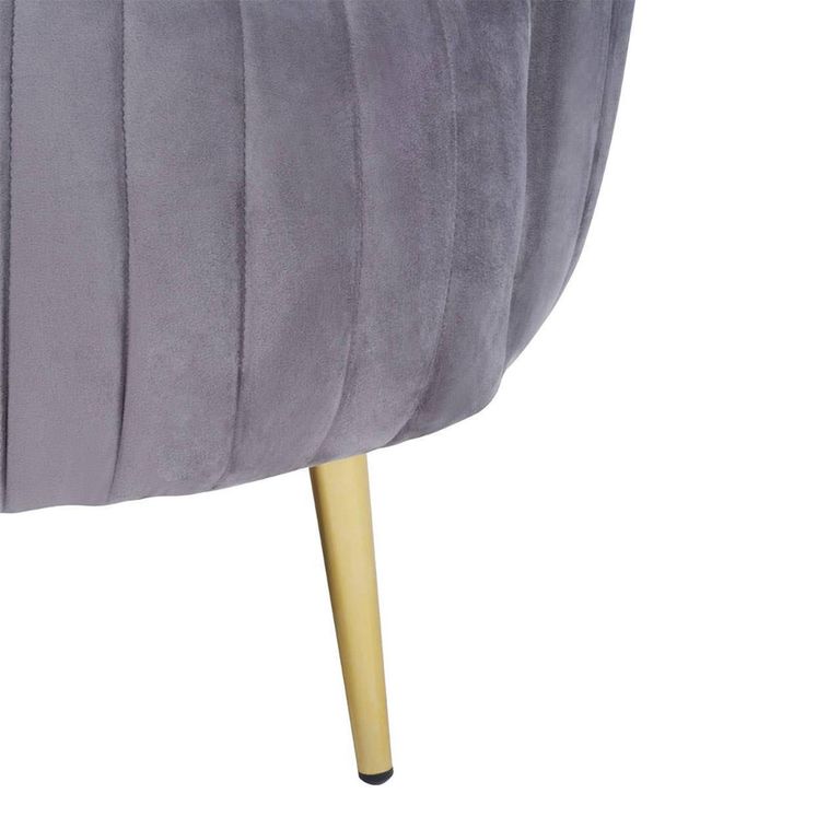 Florina Accent Chair - Grey Velvet Fabric with Gold Legs
