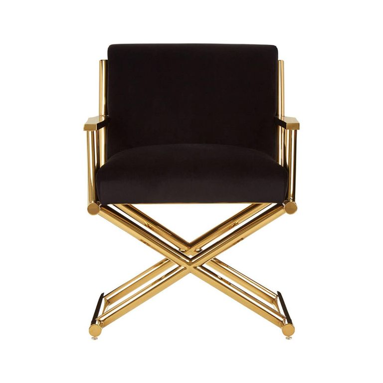 Hendricks Chair - Black Velvet Fabric with Gold Metal
